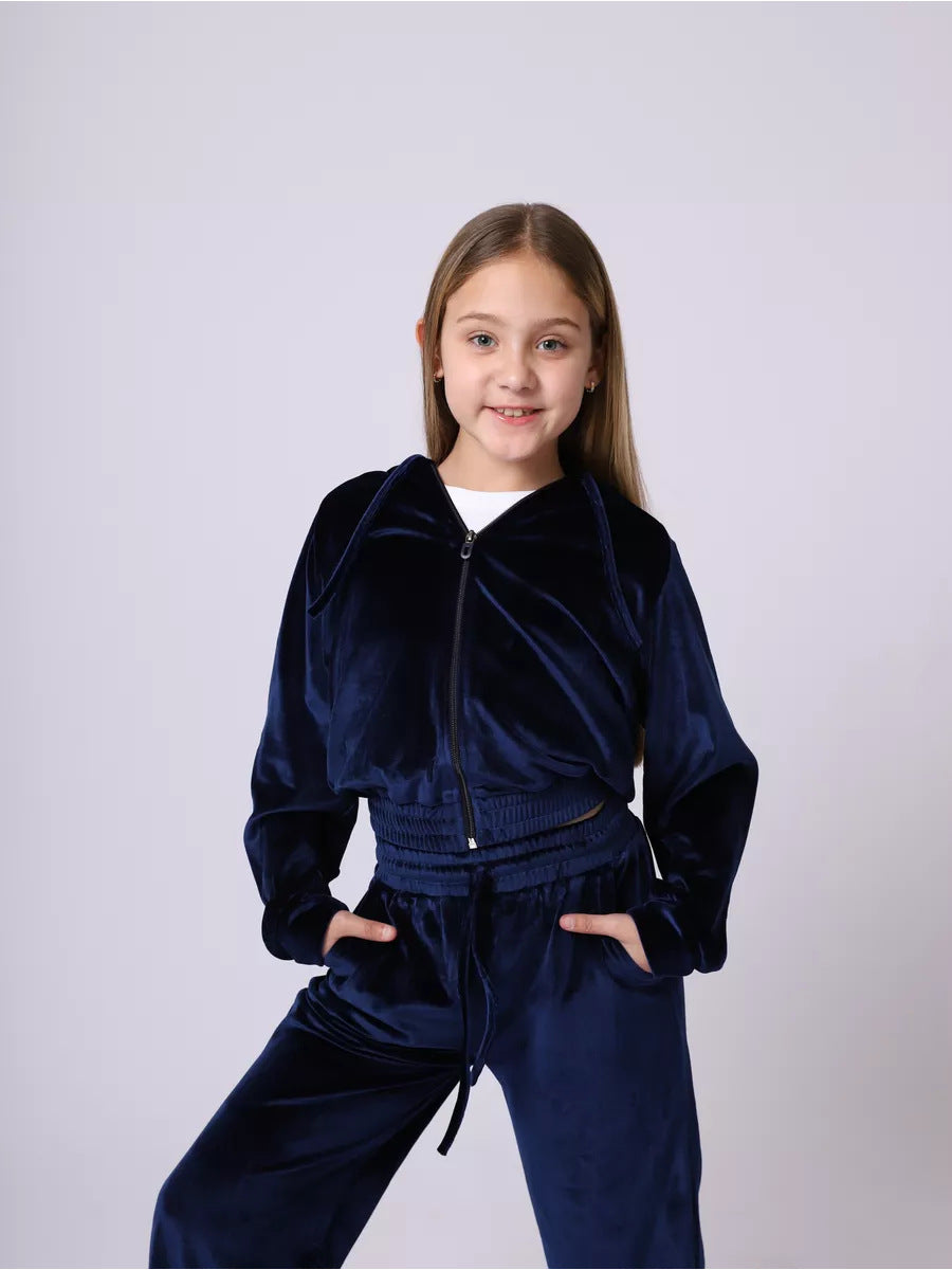 Women's Velour Sports Set Hooded Elastic