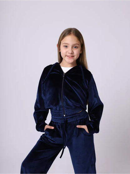 Women's Velour Sports Set Hooded Elastic