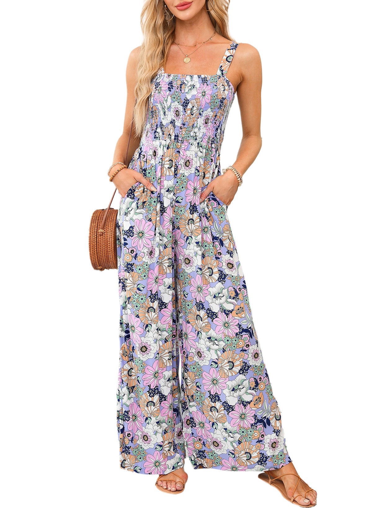 Elegant Women's Jumpsuit Floral Print Summer