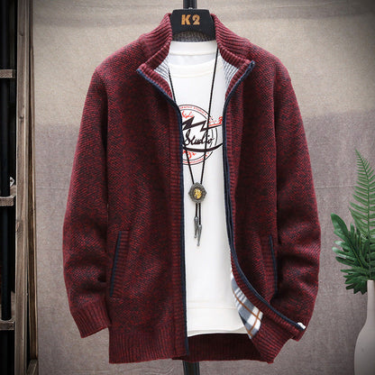 Herren Strickjacke Stehkragen Modern Taschen - IdealeKleiden