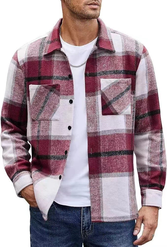 Men's Plaid Shirt Jacket Casual