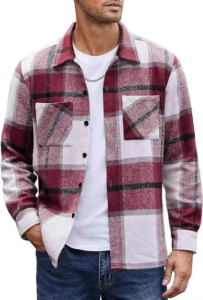 Men's Plaid Shirt Jacket Casual