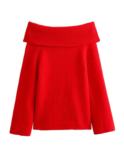 Women's Sweater Casual Wide Collar Textured