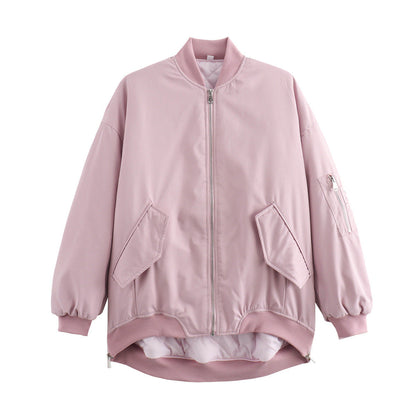 Women's Sporty Casual Bomber Jacket with Pockets