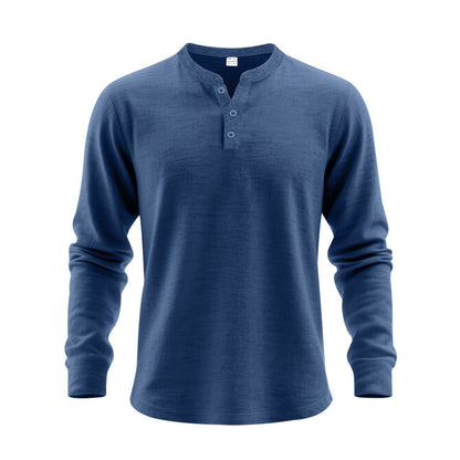 Herren Langarmshirt Elegantes Design Knöpfe