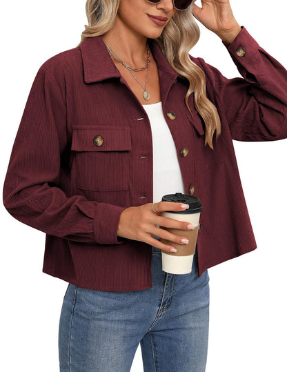 Women's Corduroy Jacket Modern Two-Pocket Design