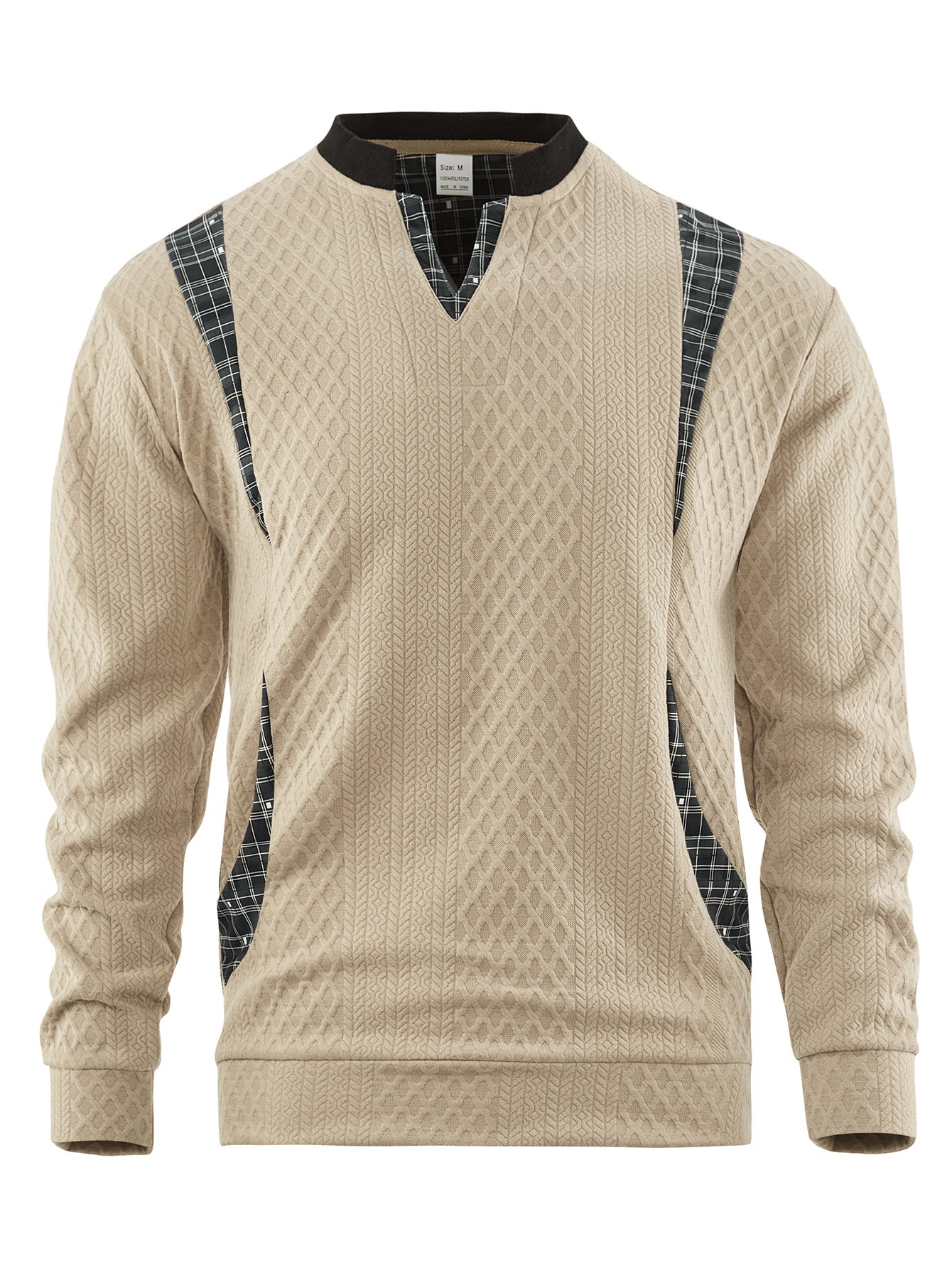 Men's Knitted Sweater Modern Plaid Pattern Elegant Design