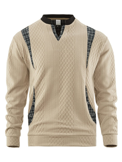 Men's Knitted Sweater Modern Plaid Pattern Elegant Design