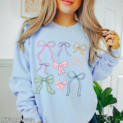 Women's Sweatshirt Colorful Bow Pattern Trendy Style