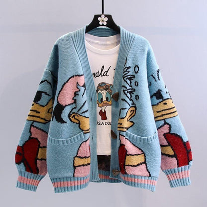 Women's Knit Cardigan Large Playful Women's Sweater
