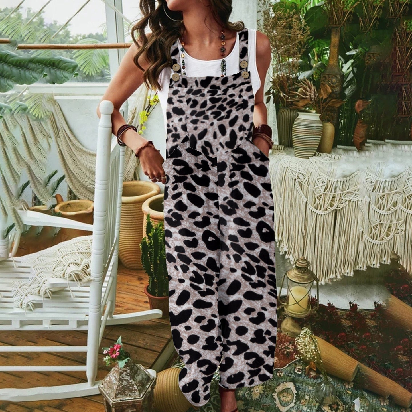 Women's Jumpsuit Animal Print Practical and Stylish