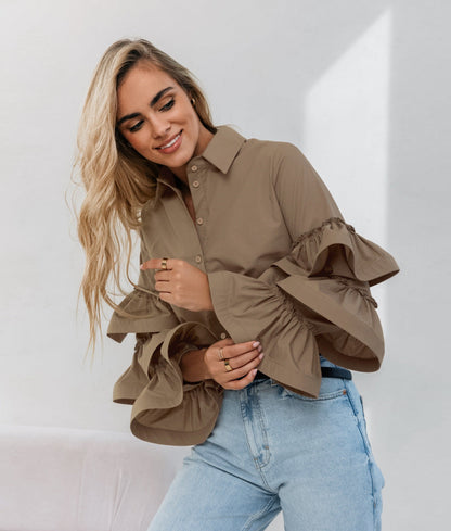 Women's Blouse Ruffled Sleeves Elegant Women's Clothing