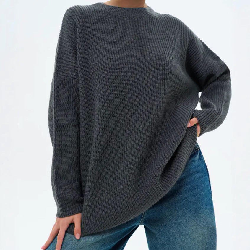 Damen Pullover Grobstrick Lässig Modern - IdealeKleiden