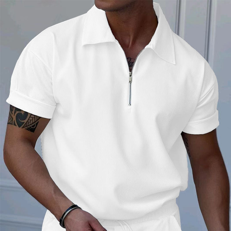 Men's Short-Sleeve Polo Shirt with Textured Look