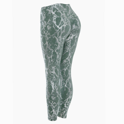 Women's Sports Leggings Snake Print High-Waisted
