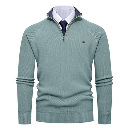 Men's Elegant Stand-Up Collar Zipper Knitted Sweater