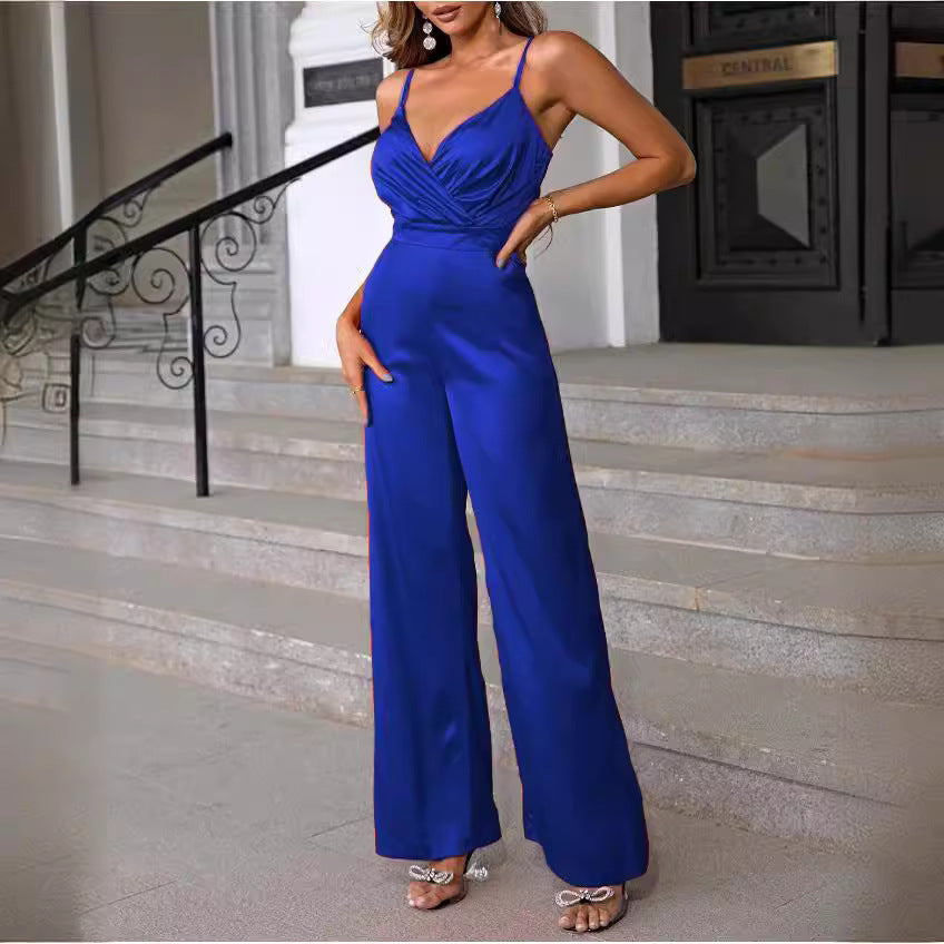 Women's Elegant Slim-Fit Shoulder-Cut Jumpsuit