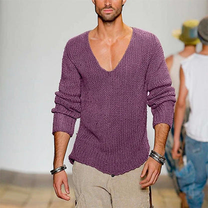 Men's Casual V-Neck Pullover Comfortable