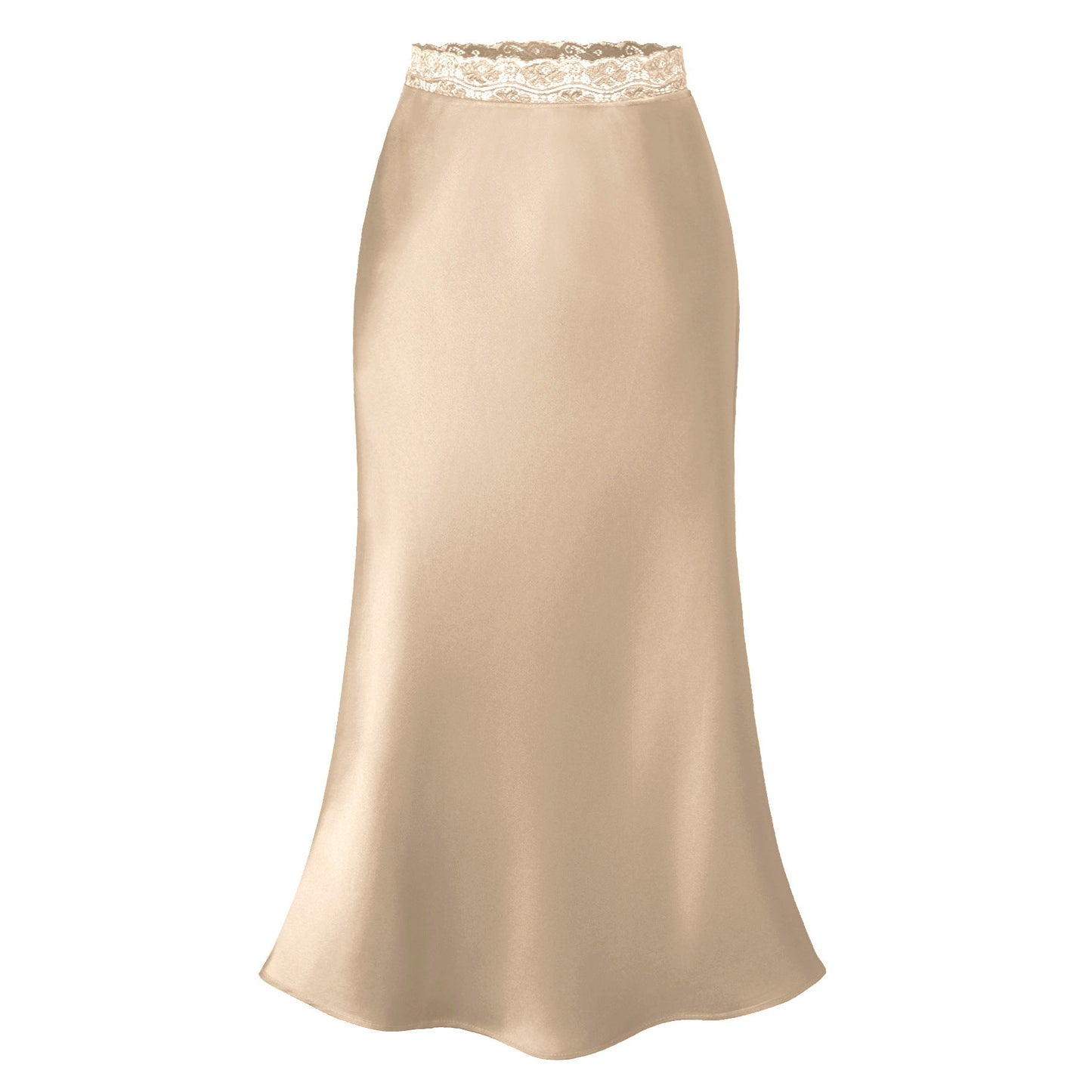 Elegant Women's Skirt Satin Lace Chic Long