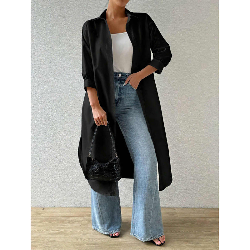 Women's Longline Button-Down Elegant Long Dress