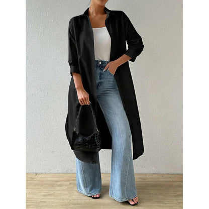 Women's Longline Button-Down Elegant Long Dress