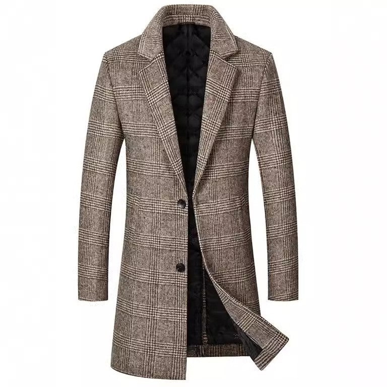Herren Wollmantel Kariert Modern Schick