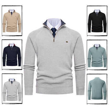 Herren Strickpullover Elegant Stehkragen Reißverschluss - IdealeKleiden