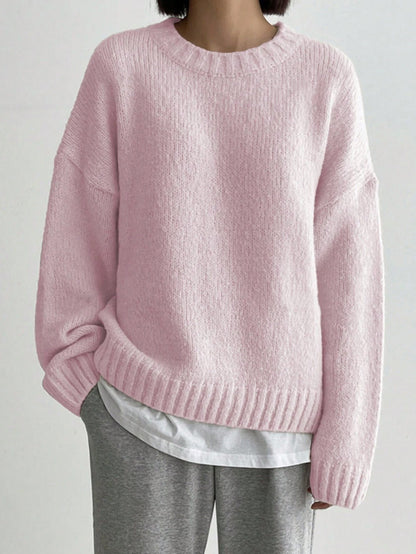 Women's Knitted Jumper Oversized Round Neck Autumn Fashion