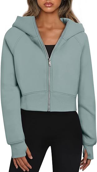 Women's Sporty Short Sleeve Zip-Up Hoodie