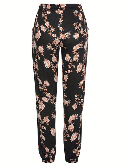 Women's Leisure Trousers Floral Print Elastic Comfortable