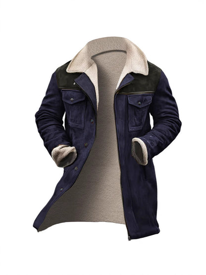 Men's Leather Jacket Teddy Lining Elegant Modern