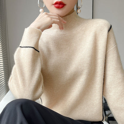 Elegant Turtleneck Sweater Plain Style