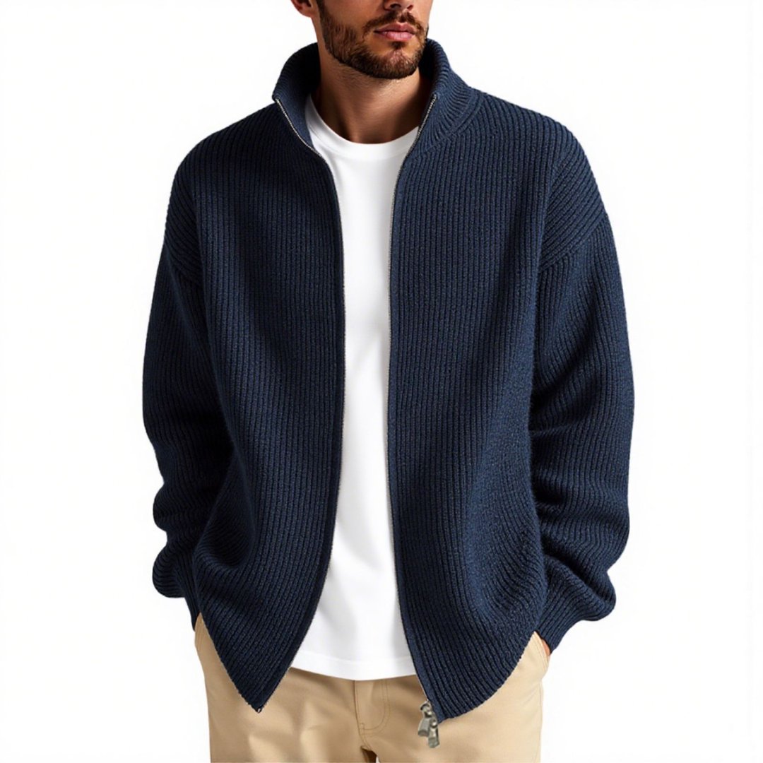 Men's Cardigan High-Collar Zipper Practical