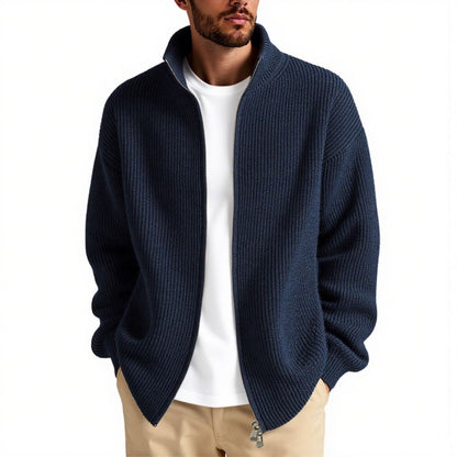 Men's Cardigan High-Collar Zipper Practical
