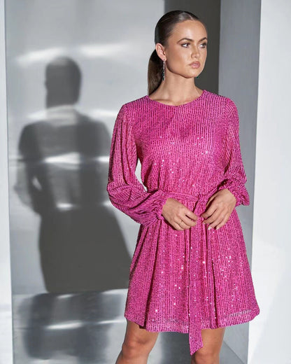 Women's Party Dress Glitter Lurex Elegant Lace-Up