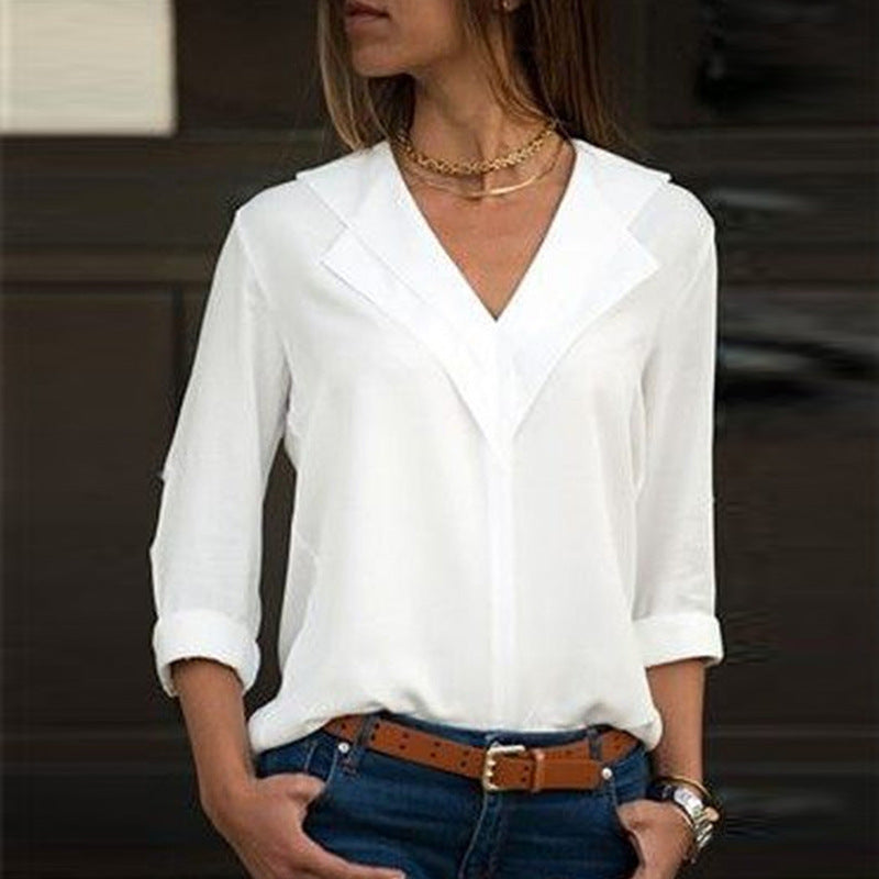 Elegant Women's Blouse V-Neck Sophisticated