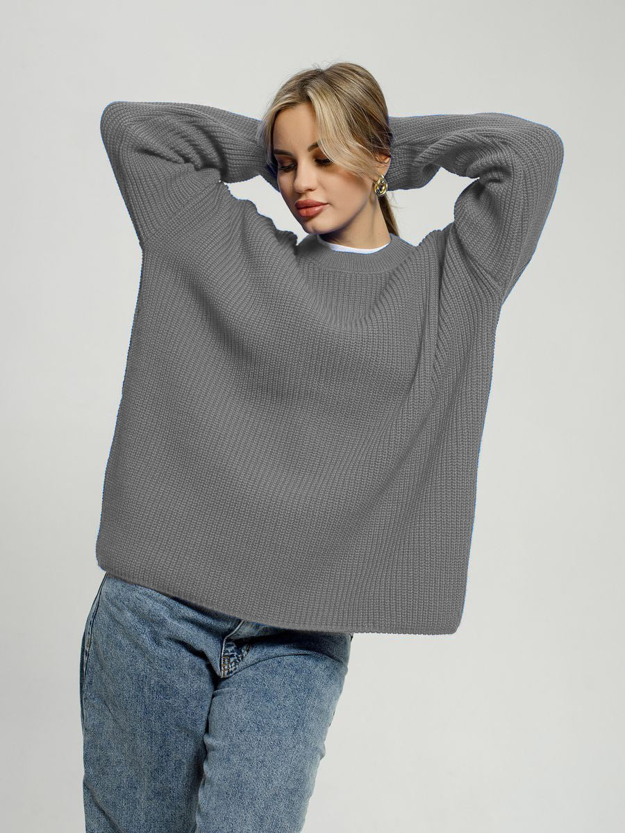 Women's Chunky Knit Sweater Comfortable Crew Neck
