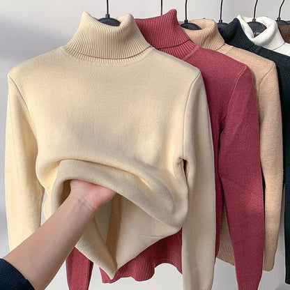 Soft Turtleneck Sweater Women Teddy Fleece
