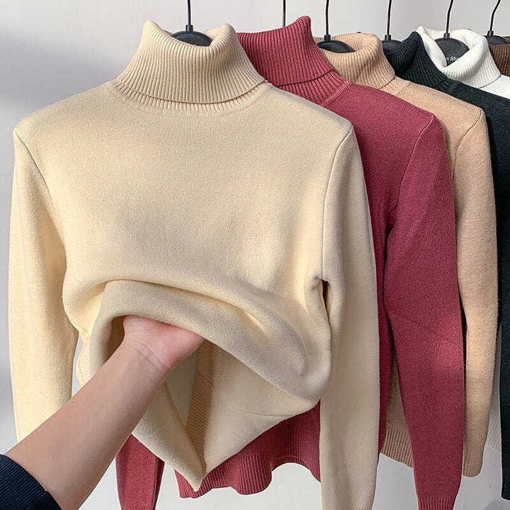 Soft Turtleneck Sweater Women Teddy Fleece