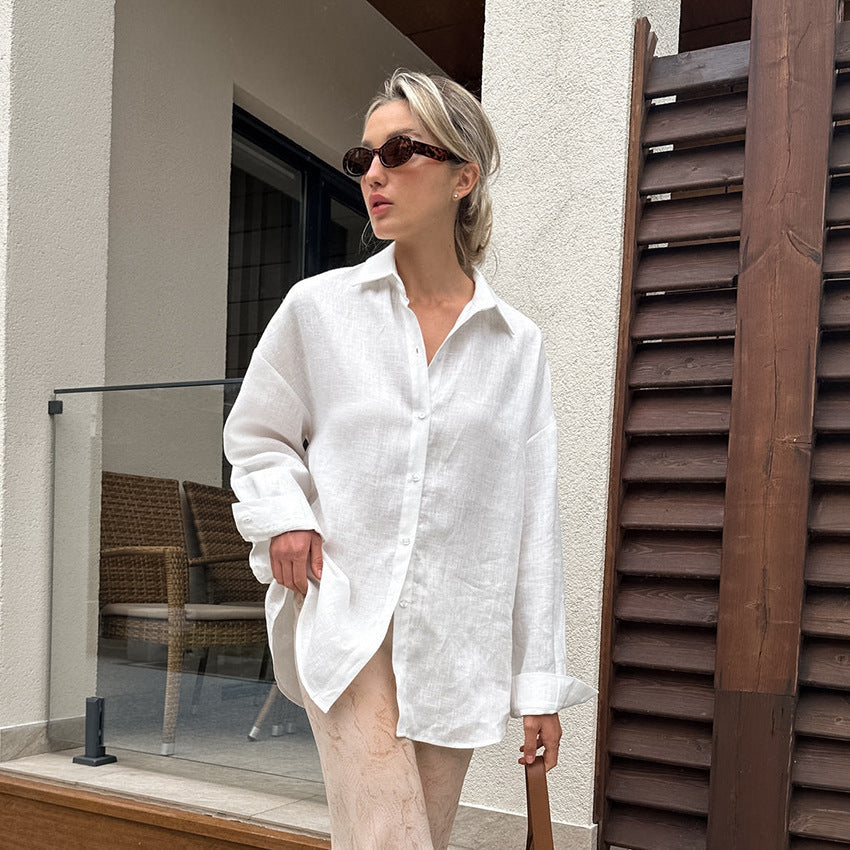 Women's Linen Shirt Casual Oversized Summer Wear