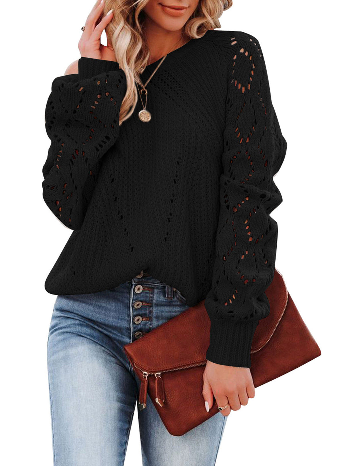 Women's Sweater Elegant Loose-Fitting Sleeves Airy Knit
