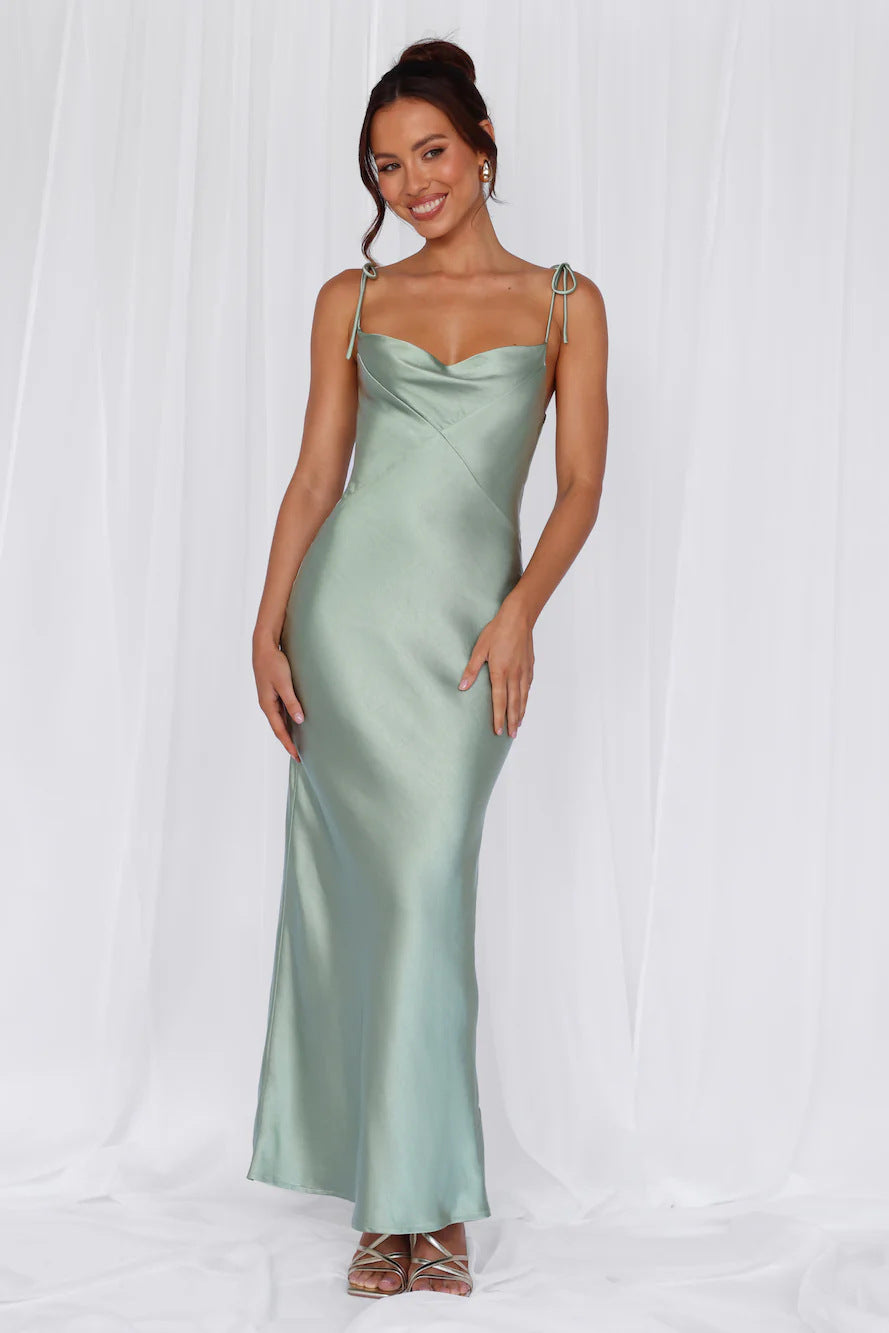 Women's Satin Dress Elegant Long Maxi Cut