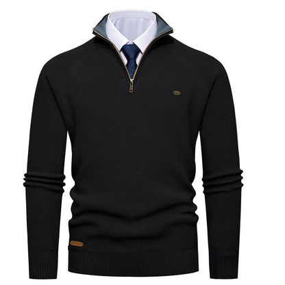 Men's Elegant Stand-Up Collar Zipper Knitted Sweater