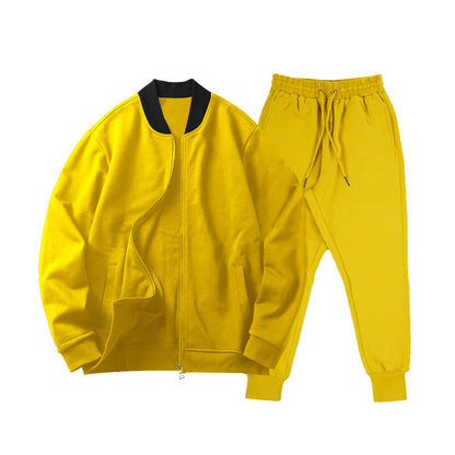 Men's Sporty Elastic Leisure Suit with Pockets