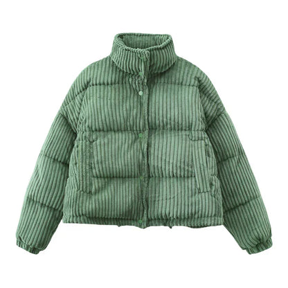 Fashionable women's winter jacket corduroy style