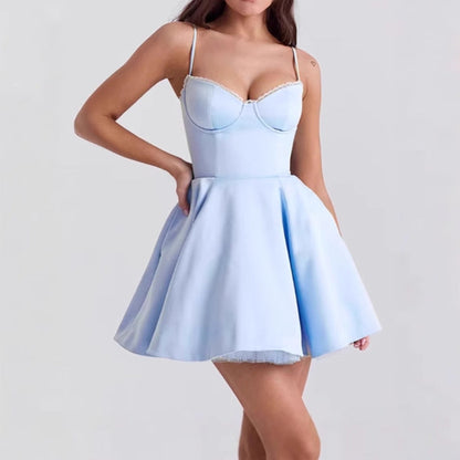 Women's Skater Dress Lace Strappy Elegant Fitted