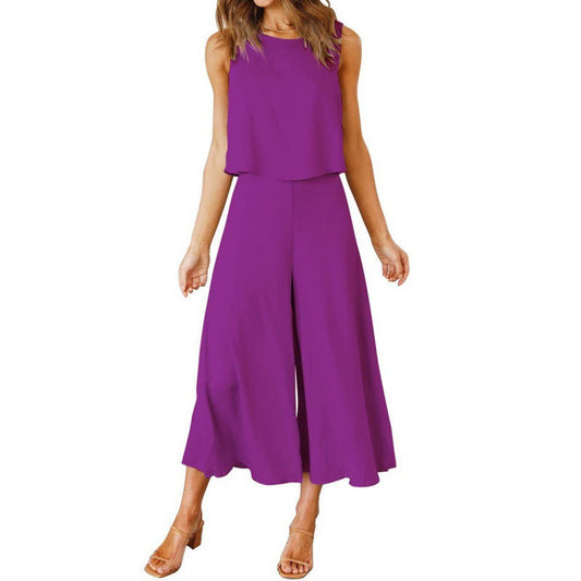 Damen Jumpsuit Elegant Fließend Weite Bein - IdealeKleiden