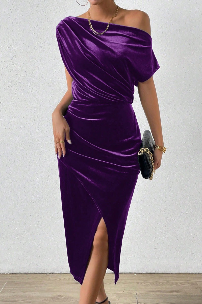Women's Summer Dress Elegant Off-the-Shoulder Midi Dress