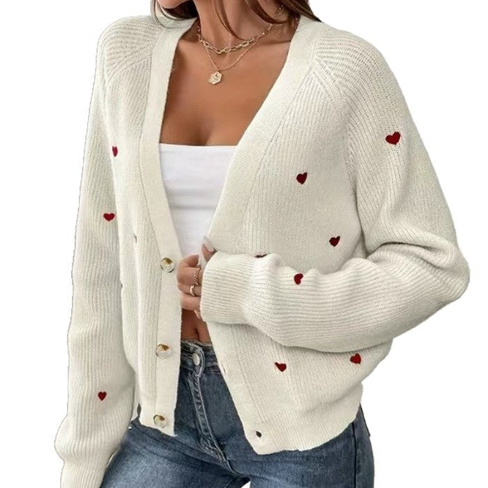 Women's Cardigan Heart Pattern Casual Chic