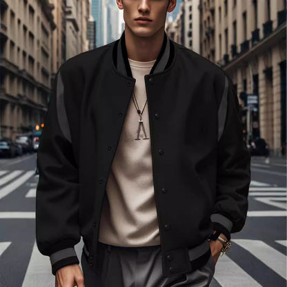 Men's Bomber Jacket Sporty Modern Contrast Sleeves
